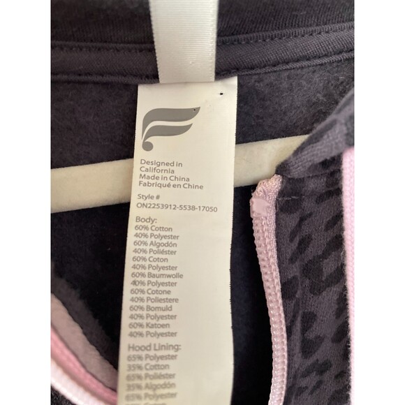 Fabletics Womens Gray Onesie Leopard Print Forever Fleece Hooded Size L - Picture 7 of 14